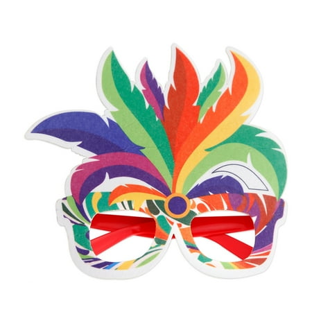 

YIMIAO Glasses Frame Eye-catching Attractive Stage Performance Felt Multicolor Feather Cosplay Glasses Carnival Accessories