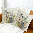 thumbnail image 3 of Spring Wild Flower Throw Pillow Covers 18x18 Set of 2 Summer Floral Outdoor Pillows Cover Watercolor Flowers Rustic Farmhouse Linen Decorative Cushion Case for Couch Bed Decor, 3 of 6
