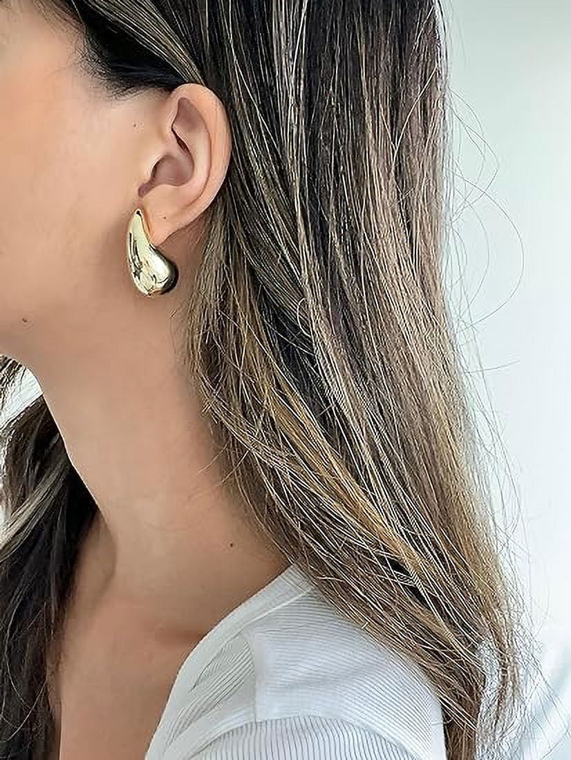 PAVOI 14K Gold Plated 925 Sterling Silver Post Square Edge Hoop Earrings |  Womens Open Hoop Earrings | Chunky Hoop Earrings