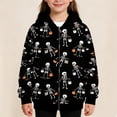 thumbnail image 2 of HCYSFG Girls Halloween Zip Up Hoodies Skeleton Graphic Hooded Long Sleeve Relaxed Fit Casual Tops Front Closure With Pockets Sweatshirt Jackets, 2 of 5