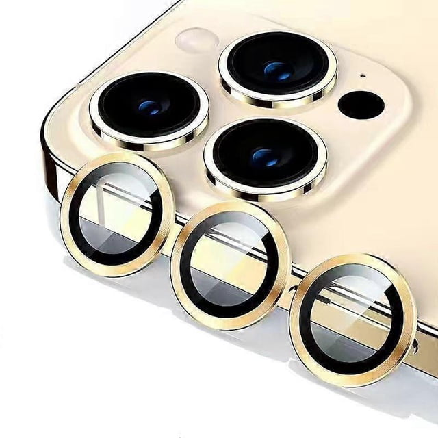 Cristal templado para iPhone 11, 12, 13 Pro Max, protector de lente de cámara con anillo de metal.