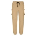 thumbnail image 5 of Mens Cargo Jogger Pants Slim Fit Stretch With Zipper Pockets Lightweight Cotton Tapered Pants Drawstring Elastic Waist, 5 of 6
