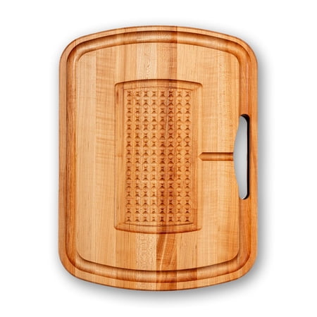 John Boos Reversible Wood Carving Board with Juice Groove & Tray Maple