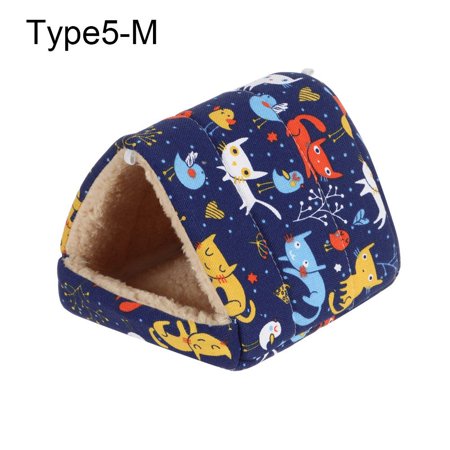 Soft Comfortable Rabbit Squirrel Winter Semi-closed Guinea Pig Nest Small Animal Sleeping Bed Warm Mat Hamster House TYPE5-M
