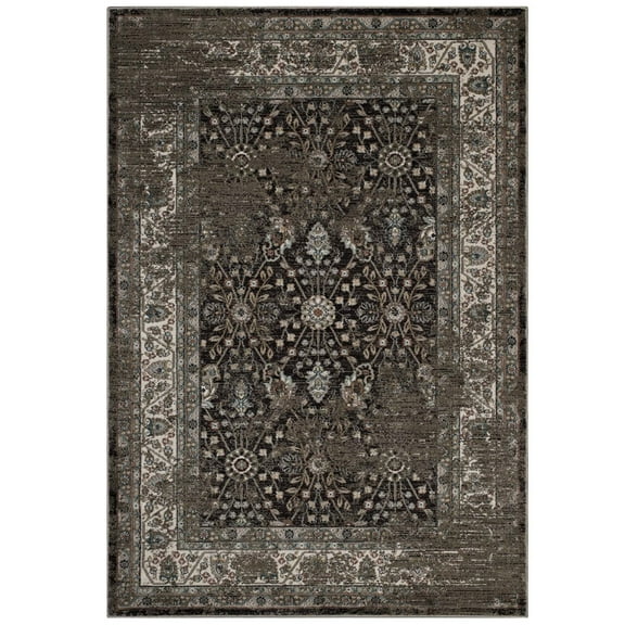 Ergode Berit Distressed Vintage Floral Lattice 5x8 Area Rug - Brown and Beige