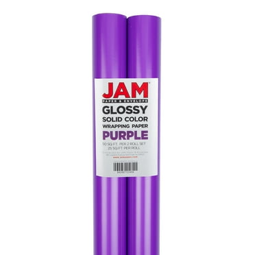 JAM Paper Glossy Purple Wrapping Paper, All Occasion, 25 Sq. ft., 2/Pack