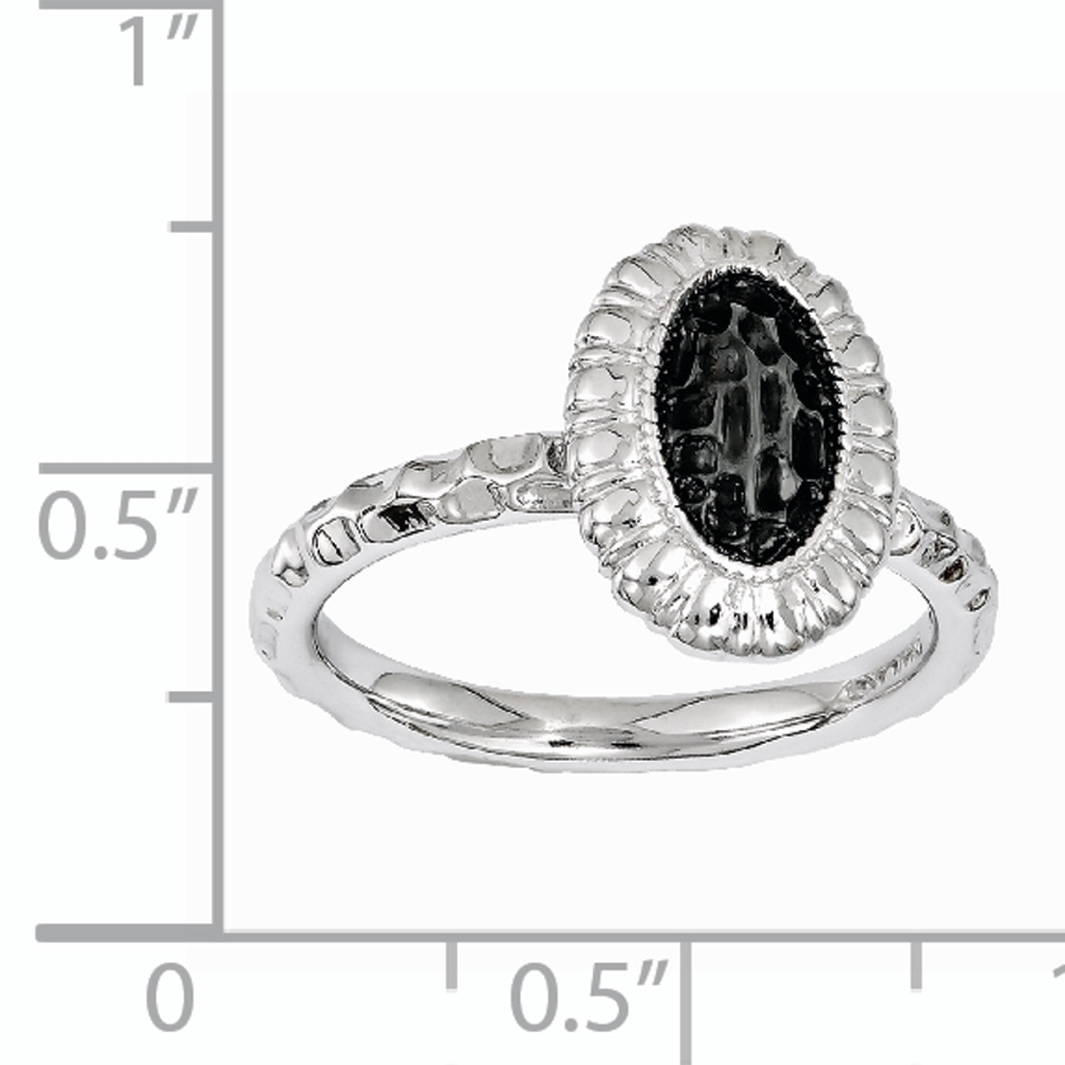Sterling Silver Ruthenium-Plated Oval Ring