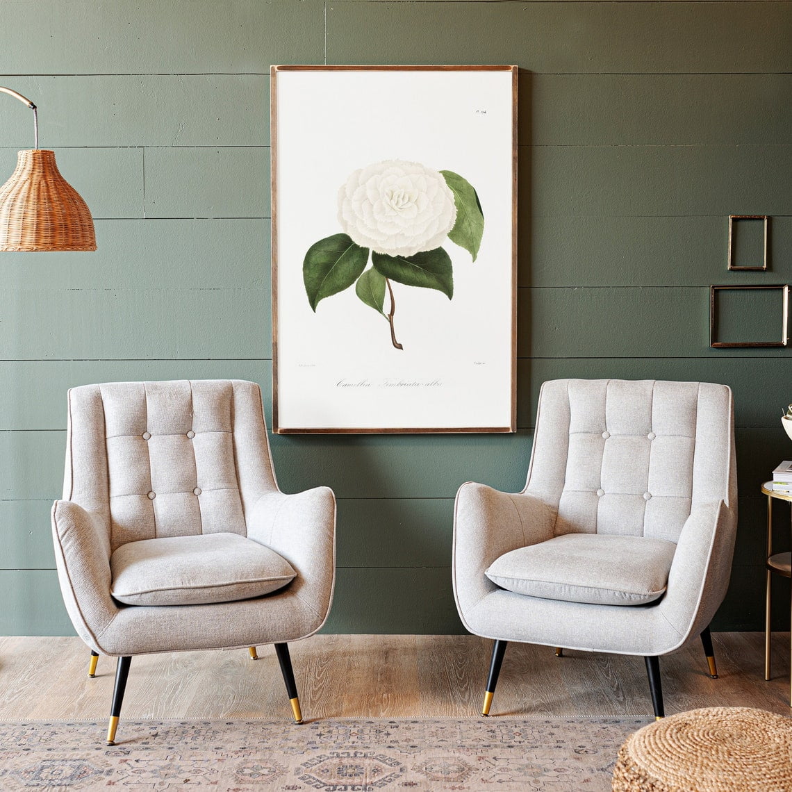 Camellia Art Wood Sign Flower Wall Decor Home Decor Office Wall Art Living Room Decor, Paper Poster Only