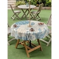 thumbnail image 4 of Outdoor Tablecloth with Umbrella Hole for Patio/Picnic/Party/Camping, Blue Turtle Coastal Waterproof Table Cloth Round Cover Washable, Coral Summer Beach Nautical Ocean Beige (Dia 60"), 4 of 8