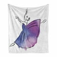 thumbnail image 1 of Ballet Soft Flannel Fleece Throw Blanket, Doodle Style Ballerina Hand Drawn Vibrant Watercolor Kids Girls, Cozy Plush for Indoor and Outdoor Use, 50" x 70", Lavender Blue Purple, by Ambesonne, 1 of 6