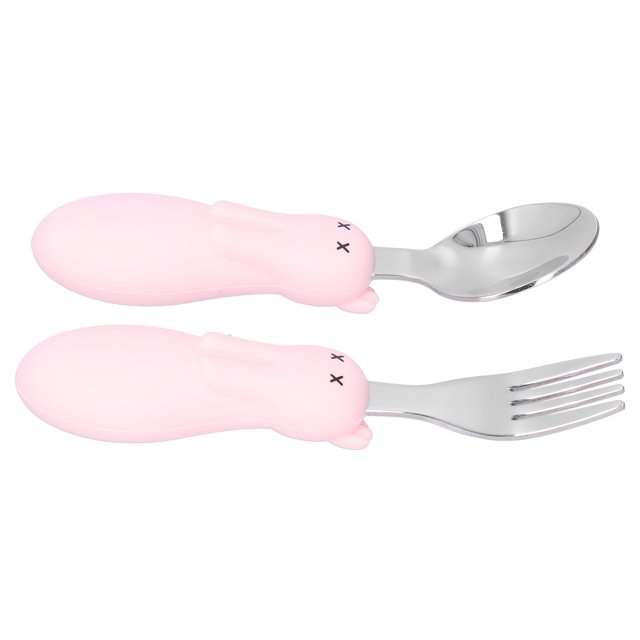 Cuchara y tenedor para bebé, juego de cuchara y tenedor para bebé, utensilios de alimentación para niños pequeños, juego de cuchara y tenedor, rendimiento sólido