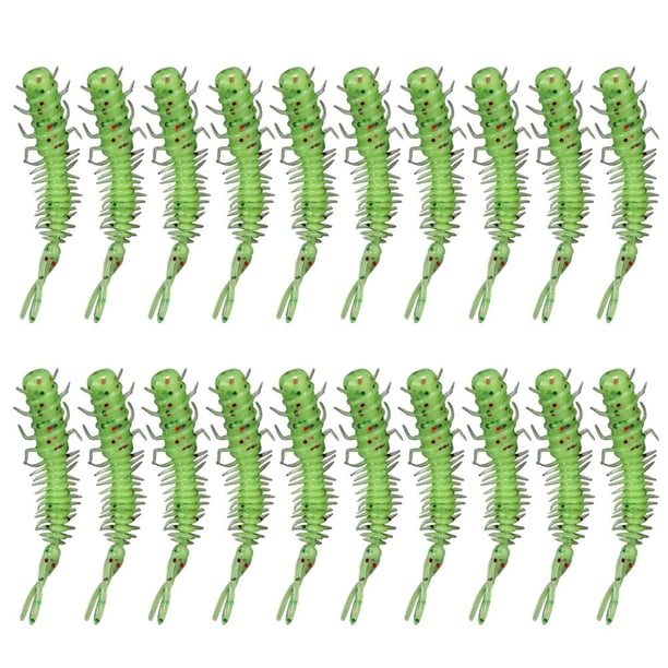 4uds. Señuelos de pesca Gusano PVC suave Mini Wobblers artificiales Swimbait (Punto) Verde 20 piezas