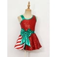 thumbnail image 5 of YiZYiF Kids Girls Sequins Striped Tutu Dress Christmas Dance Costume Figure Skating Dresses Red-A 6, 5 of 7