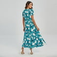 thumbnail image 2 of Gifts For Butterflies Lovers. Blue Watercolor Butterfly Pattern Printed Short Sleeve Maxi Dress, Butterfly Fashion Summer Maxi Dress For Women, 2 of 4