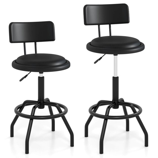 Costway Counter Height Barstool Set of 2 with Padded Seat & Back Footrest Metal Frame