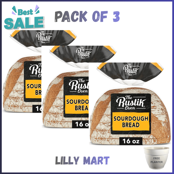 The Rustik Oven Sourdough Bread, 16 oz, Plain Sourdough Bread, Bag pack  of 3