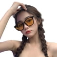 thumbnail image 5 of TIEVOSA Lunettes de Soleil pour Femmes Mode Rétro Lunettes de Soleil Carrées Filet Rouge Style Personnalité (Orange), 5 of 5
