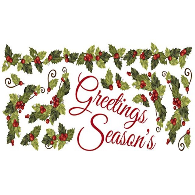 SEASONS GREETINGS IVY WALL DECALS Christmas Stickers Holiday Decorations 