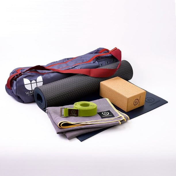 Natural Fitness Pro Yoga Kit with Mat, Towel, Cork Block, Hemp Strap