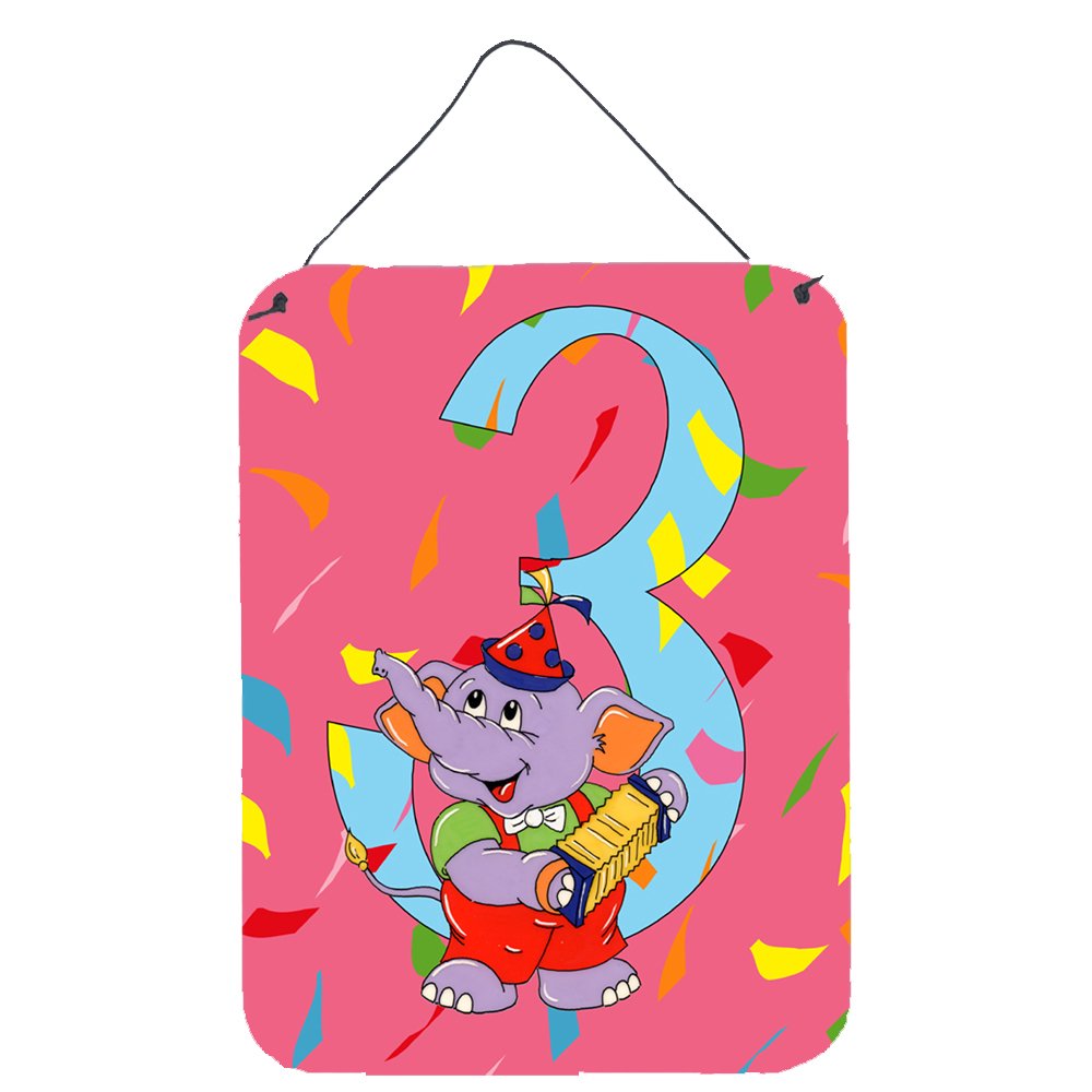 Carolines Treasures APH2160DS1216 Happy 3rd Birthday Age 3 Wall or Door Hanging Prints 12x16 multicolor