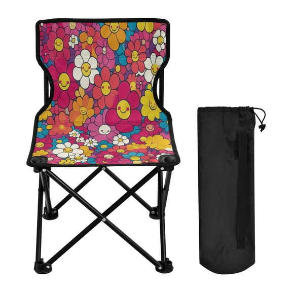 BZSMCE Camping Chairs Modern Vibrant Smiles in Bloom Pattern Folding chair