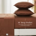 thumbnail image 5 of Simple&Opulence 100% Cotton 1000 Thread Count King Sheets -4 Pc Long Staple Pure Soft Sateen Weave Set-16” Deep Pocket Cooling Luxurious Silky Bed Sheet(Coffee, King), 5 of 9