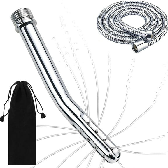 Metal Shower Cleaner Enema Douche System, Handheld Water Shower Nozzle Anal Rinse Vaginal Cleaning Kit Cleaner Attachment for Men Women with 59inch Shower Hose