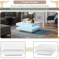 thumbnail image 3 of 27.5" Modern High Gloss Coffee Table with 360° Rotating Top, Square LED Centre Table with 2-Tier Storage, White Cocktail Table with USB Powered Ambient Light for Living Room & Small Spaces, 3 of 16
