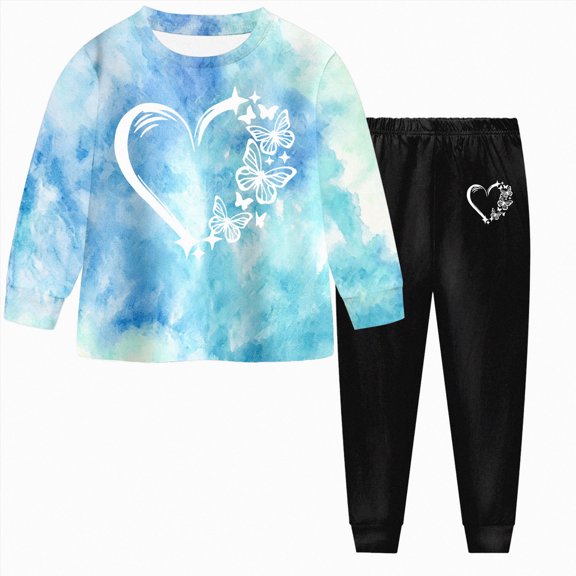 HFHAPW Girl Boys Pajamas Kids 2 Piece Pjs Set Long Sleeve Top and Pants Girl Boys' Sleepwear