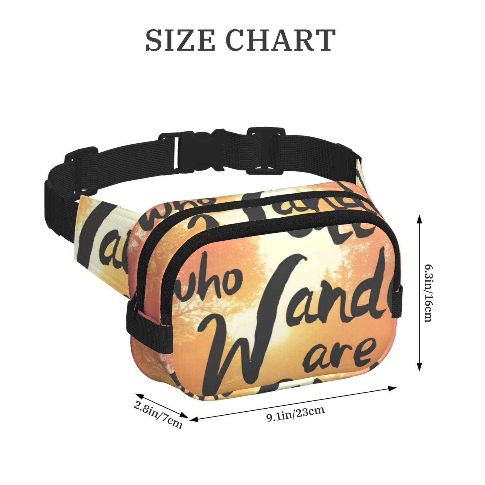 Kdxio Not All Who Wander Are Lost Crossbody Double Layer Waist Bag Belt Bag for Unisex Fanny Pack Fashion Waist Packs for Hiking Running Shopping Traveling