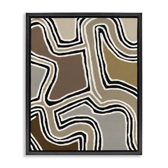 Stupell Industries Modern Fluid Neutral Abstraction Black Floating Frame Canvas Art, 17 x 21, by Amber Sterling