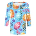 thumbnail image 6 of Women's Blouses,Easter Shirts for Women Cute Bunny Print Tops 3/4 Sleeve Casual Crewneck Pullover Holiday Blouses, 6 of 6