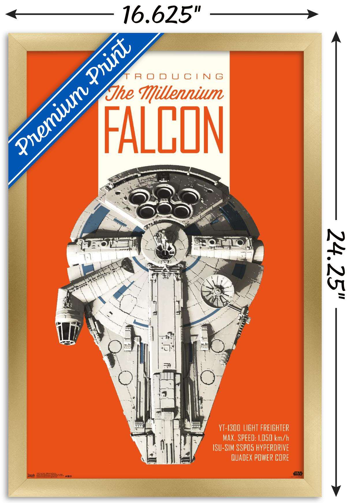 Star Wars: Solo - Millennium Falcon Wall Poster, 14.725" x 22.375", Framed