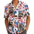 thumbnail image 5 of Funny Floral Tropical Patriotic Raccoon Hawaiian Shirt For Men Aloha Mens Hawaiian Shirts Short Sleeve Button Down Shirt Men, 5 of 7