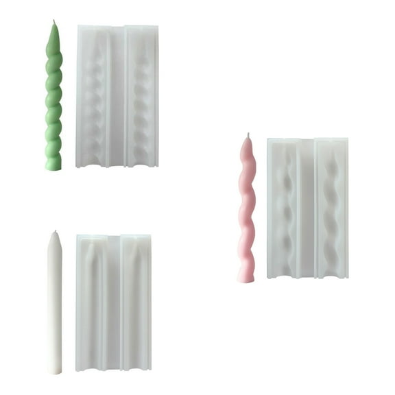 3PCS Long Twisted Silicone Candle Molds, 3D Pillar Candle Molds for Aromatherapy Candle Soap Wax Making, Unique Rod Resin Molds Silicone, DIY Epoxy Casting Clay Craft Candle Decoration Ornament Mold