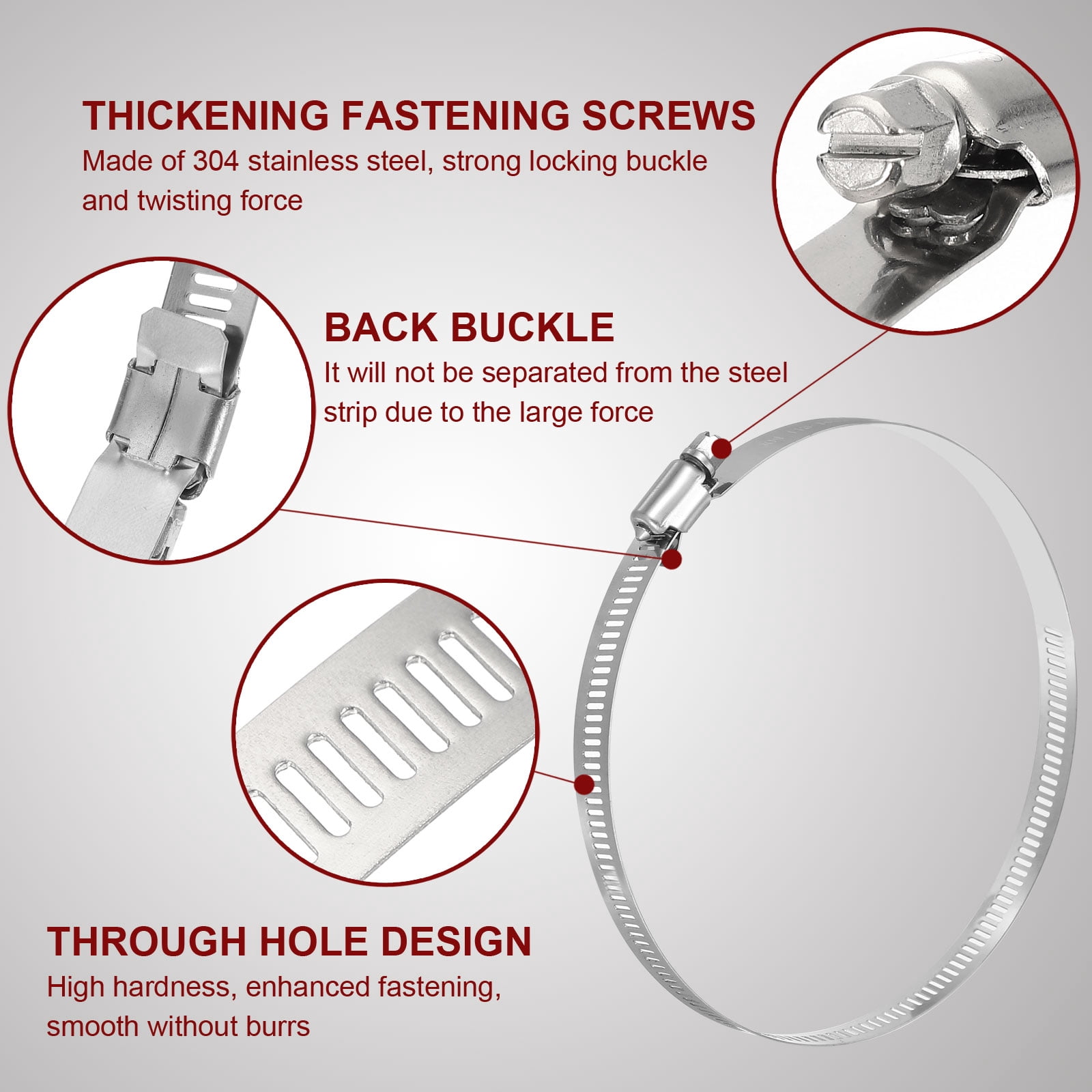 Uxcell Stainless Steel Worm Gear Hose Clamp for Automotive Plumbing 118-140mm