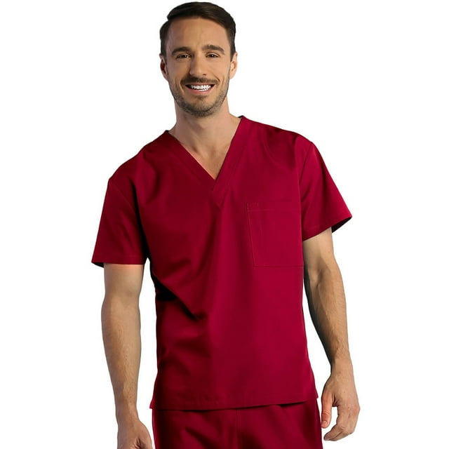 red panda Haut d'Uniforme Unisexe à Col en V Uni