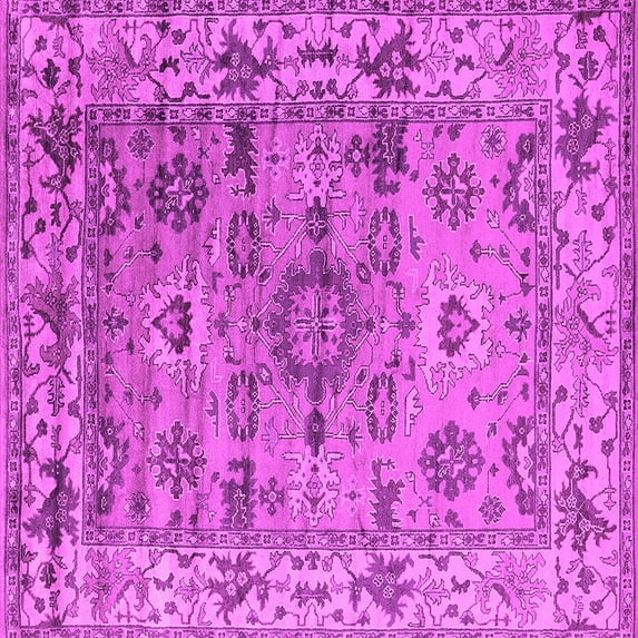 Ahgly Company Indoor Square Oriental Pink Industrial Area Rugs, 7' Square