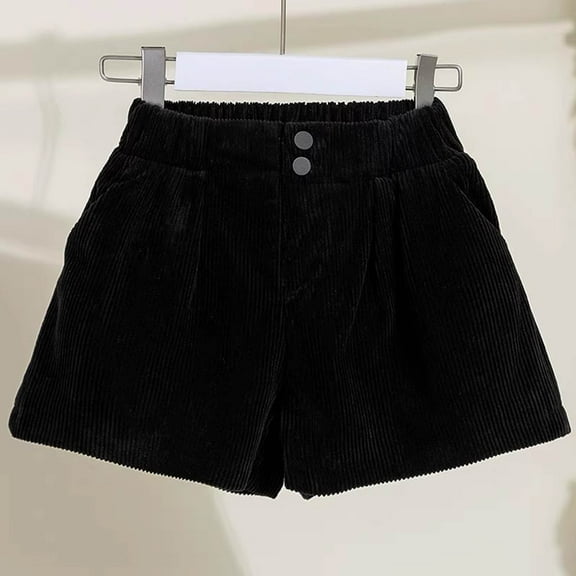 Cowsor Shorts for Girls 2024 Summer Elastic Waist Solid Linen Wide Leg Shorts Loose Fit Comfy Lightweight Shorts with Pocket