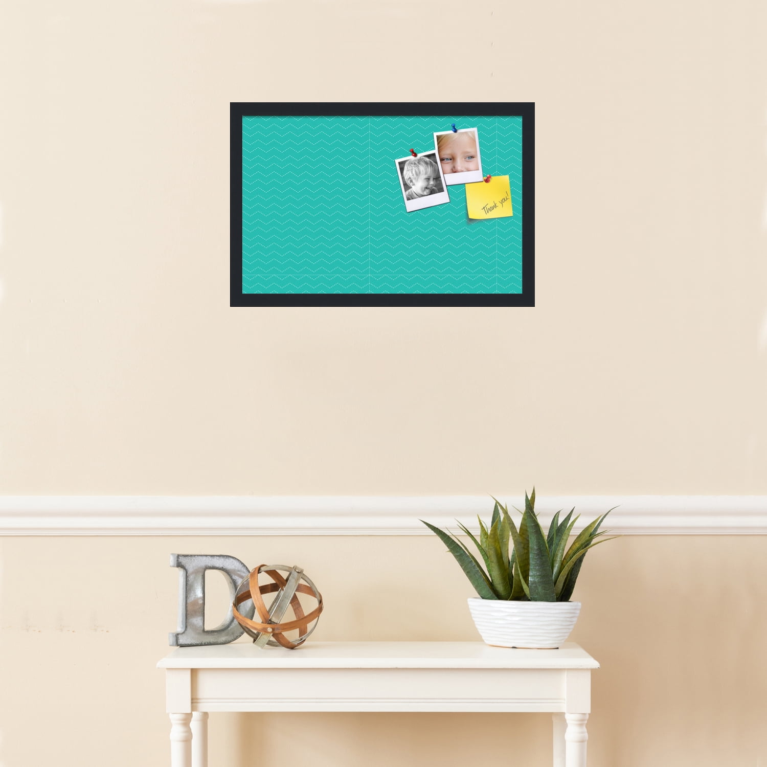 PinPix ArtToFrames 20x12 Custom Cork Bulletin Board    Poster Board Has a Fabric Style Canvas Finish, Framed in Satin Black (PinPix-650)