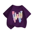 thumbnail image 4 of Hiijoy Girls Purple T-Shirt Butterfly Graphic Short Sleeved Crew Neck T Shirt, Sizes 2-14, 4 of 4
