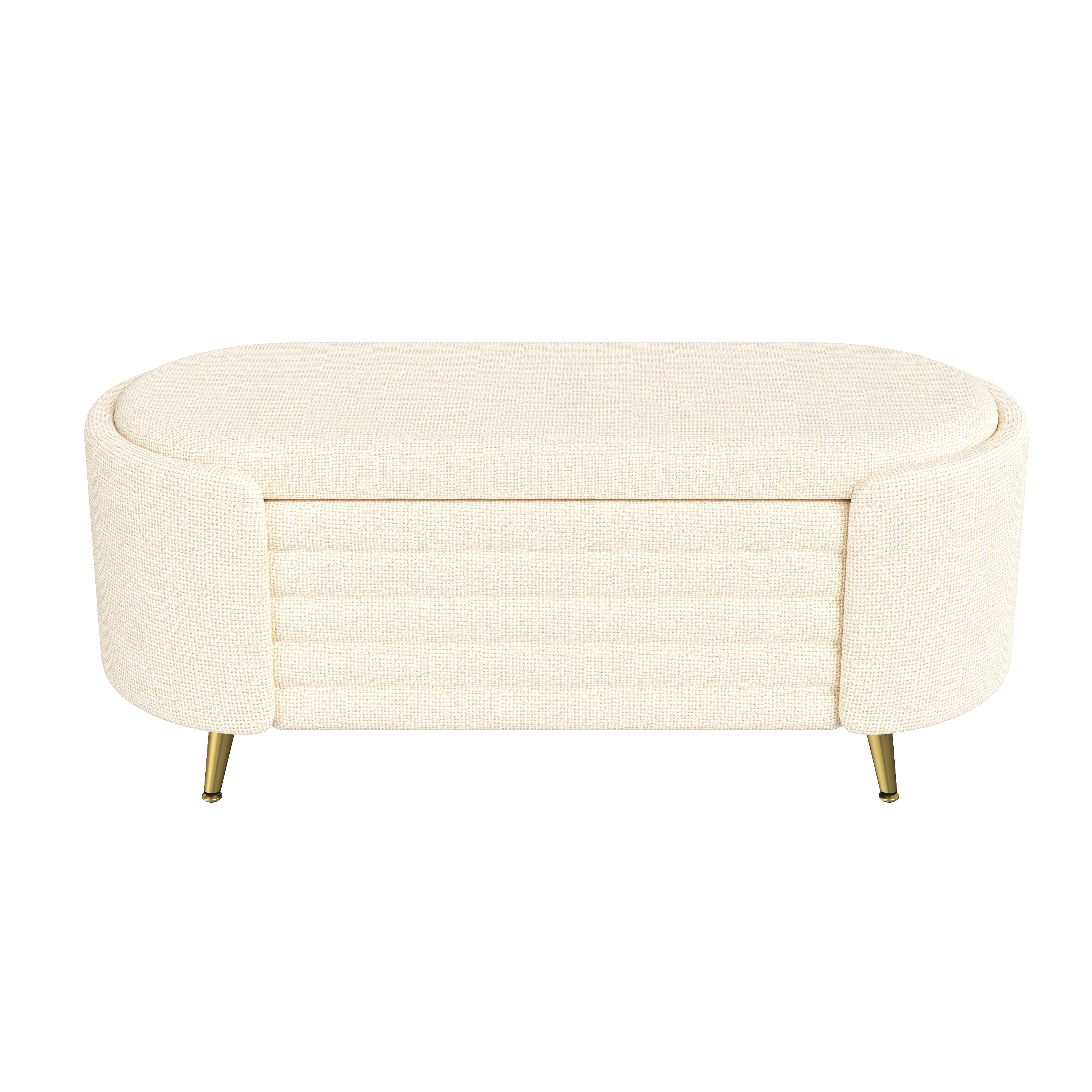 Euroco Modern Storage Ottoman Upholstered Storage Bench End of Bed Bench Entryway Shoe Bench for Living Room, Bedroom and Entryway, Beige