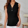 thumbnail image 4 of Camiseta sin mangas con cuello en V y botones de encaje a la moda para mujer Pompotops  lopia998050, 4 of 9