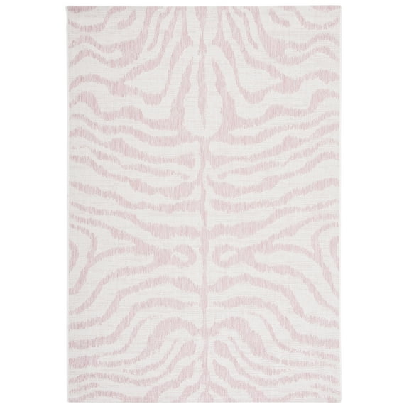 SAFAVIEH Courtyard Gerald Animal Indoor/Outdoor Area Rug, Ivory/Pink, 8' x 10'
