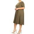 thumbnail image 3 of Women's Elegant Plus Size Midi Dress A-Line Design with Short Sleeves, 3 of 5