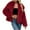 Wine, variant on HongQid Womens Faux Fur Coat Lapel Open Front Fluffy Shaggy Jacket Winter Warm Furry Cropped Overcoat