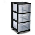 3 Drawer Organizer Cart Black Plastic Craft Storage Container Rolling