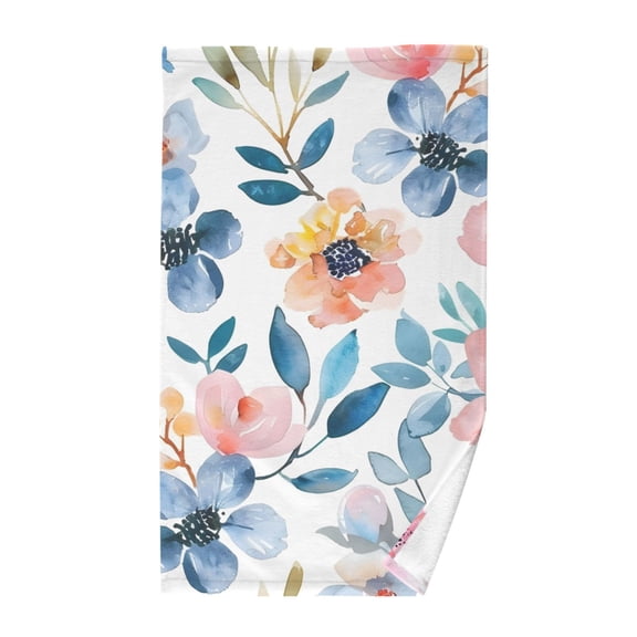 Watercolor Flowers and Leaves Cotton Face Towels Absorbent Hand Towel Soft Bathroom Towel for Kitchen Hotel Decoration