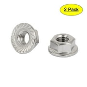 304 Stainless Steel Serrated Hex Flange Nuts Silver Tone M14 2pcs