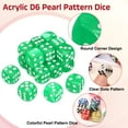 thumbnail image 3 of 20Pack 6 Sided Colored Standard Dice, Acrylic D6 Mini Polyhedral Pearl Pattern Game Dice Set for Table Games or Math Learning, Light Green/White Point, 3 of 6